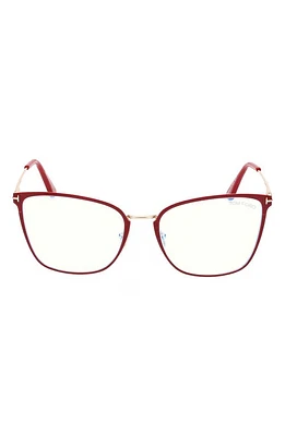 TOM FORD 56mm Butterfly Blue Light Blocking Glasses in Shiny Fucia at Nordstrom