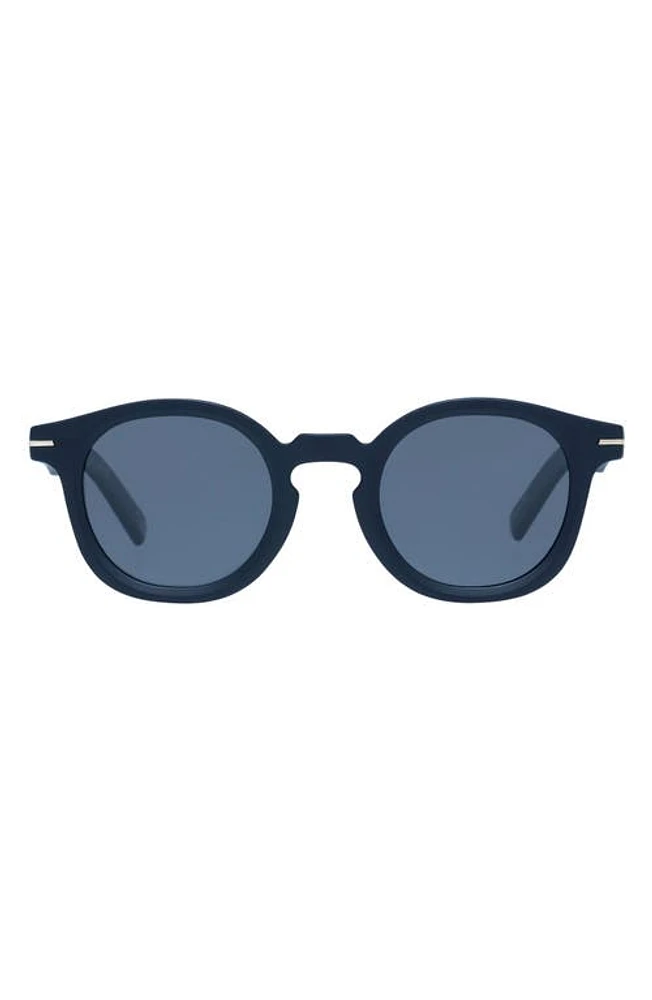 Le Specs Hoodwinked 48mm Round Sunglasses in Matte Black at Nordstrom