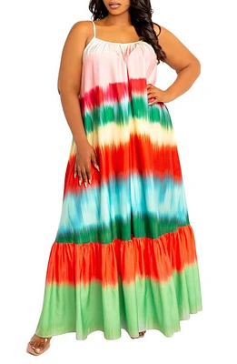 BUXOM COUTURE Gradient Stripe Maxi Dress in Orange Multi at Nordstrom