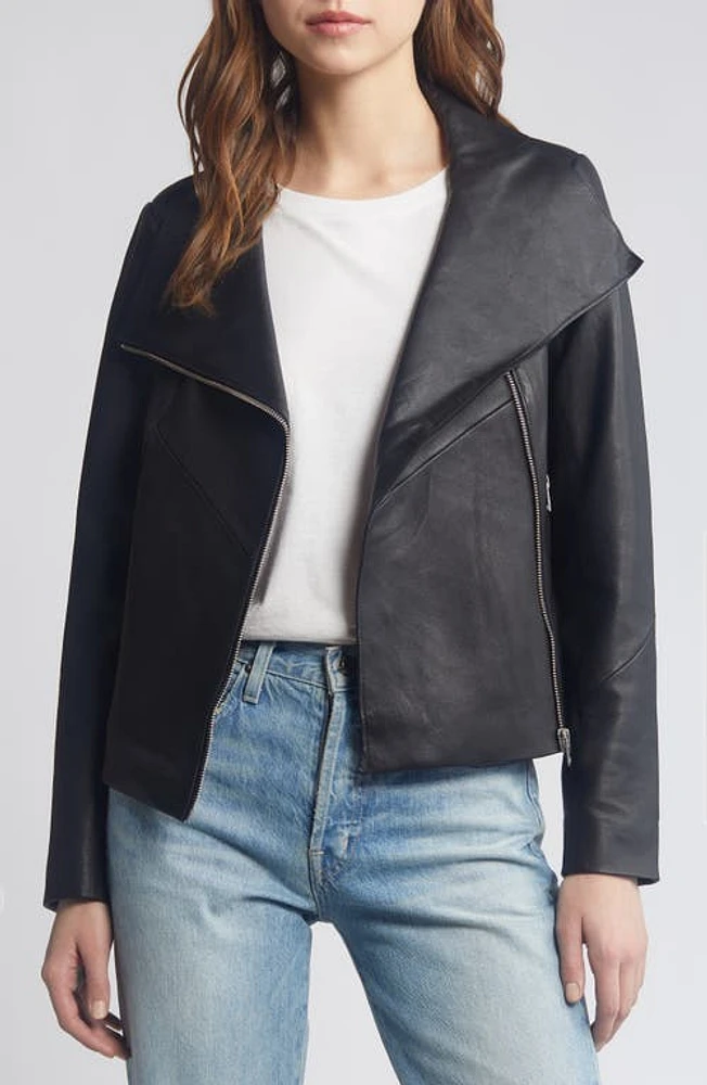 AllSaints Gray Stretch Leather Jacket Black at Nordstrom, Us