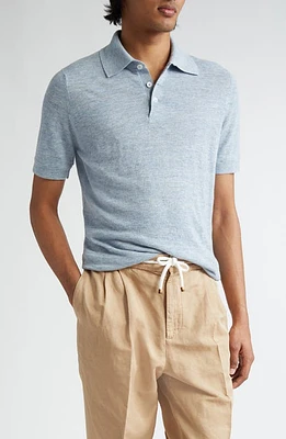 Brunello Cucinelli Linen & Cotton Short Sleeve Polo Celeste at Nordstrom, Us