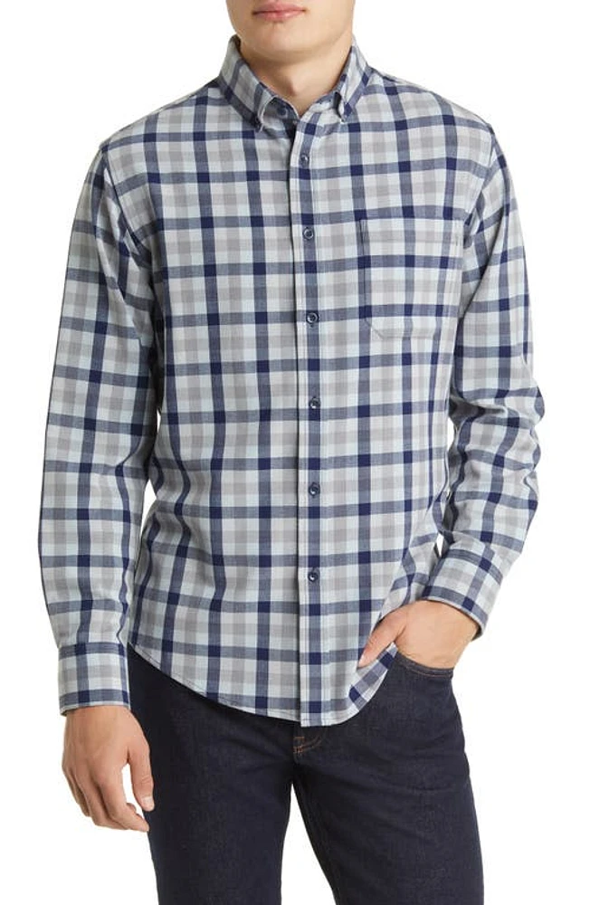 Mizzen+Main Men's City Trim Fit Check Stretch Flannel Button-Down Shirt Blue Multi at Nordstrom,