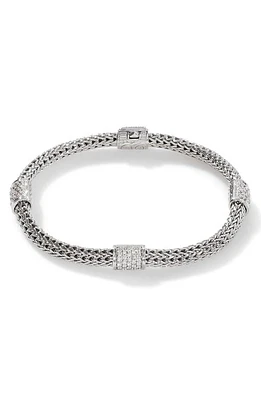 John Hardy Diamond Station Rope Bracelet in Silver at Nordstrom, Size Medium