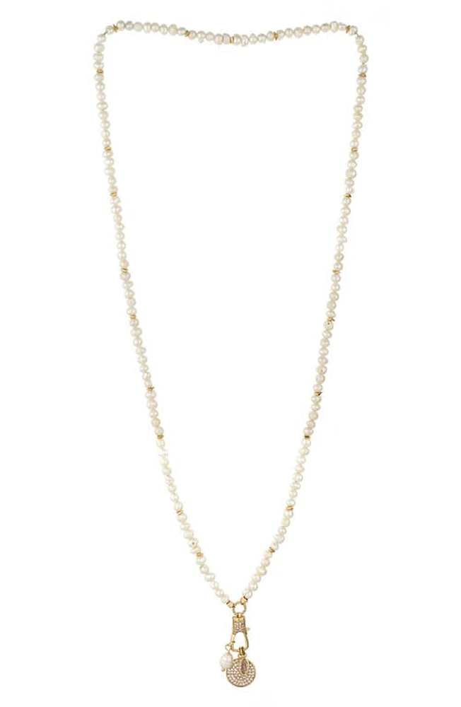 Ettika Crystal Charms Imitation Pearl Necklace in Gold at Nordstrom