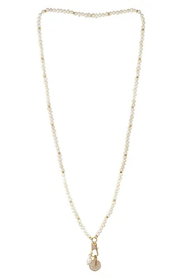 Ettika Crystal Charms Imitation Pearl Necklace in Gold at Nordstrom