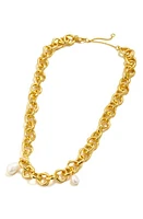 Madewell Freshwater Cultured Pearl Chain Necklace in Vintage Gold at Nordstrom