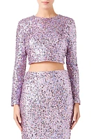 Endless Rose Open Back Sequin Crop Top at Nordstrom,