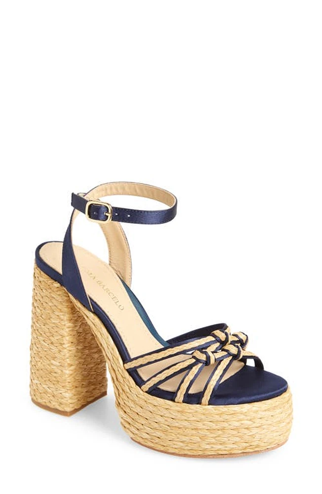 Paloma Barcelo Melha Ankle Strap Platform Sandal Indigo at Nordstrom,