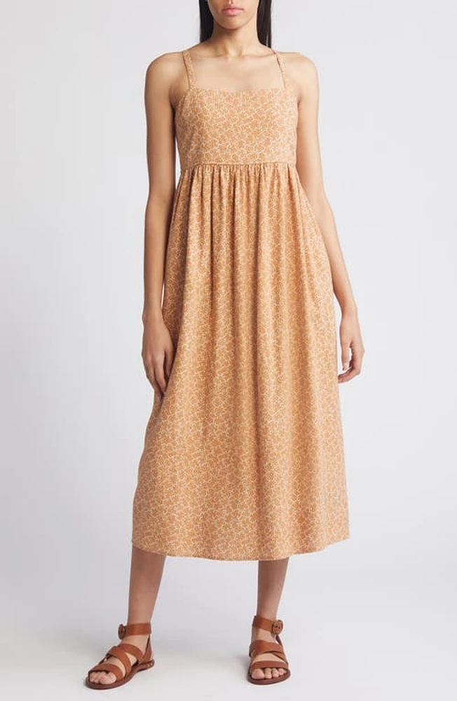 Treasure & Bond Floral Linen Blend Midi Sundress Ivory at Nordstrom,