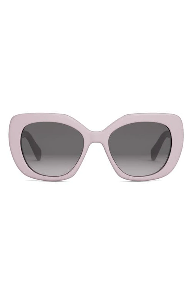 CELINE Triomphe 55mm Rectangular Sunglasses in Shiny Pink /Gradient Brown at Nordstrom