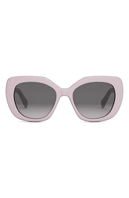 CELINE Triomphe 55mm Rectangular Sunglasses in Shiny Pink /Gradient Brown at Nordstrom