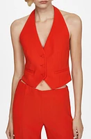 MANGO Crop Halter Vest Coral Red at Nordstrom,