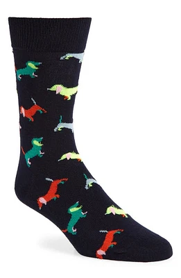 Happy Socks Puppy Love Crew Socks in Navy at Nordstrom