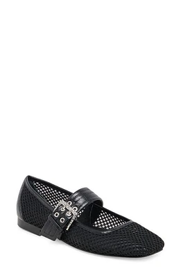 Dolce Vita Arora Square Toe Mary Jane Flat Onyx Woven Mesh at Nordstrom,