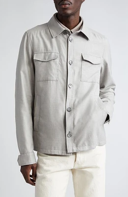 Herno Rain System Water Resistant Cotton, Cashmere & Silk Shirt Jacket Grey at Nordstrom, Us