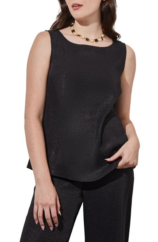 Ming Wang Shimmer Woven Tank Black/Silver at Nordstrom,