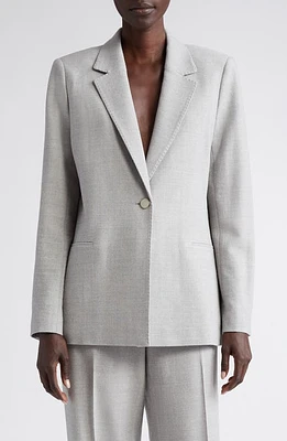 Lafayette 148 New York Single Button Stretch Wool Blazer in Grey Heather at Nordstrom