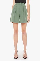 MOTHER The Pleated Chute Prep Shorts Hdg Hedge Green at Nordstrom,