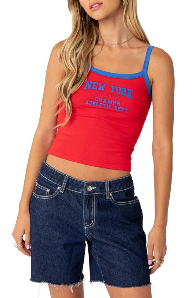 EDIKTED New York Crop Tank Red at Nordstrom,