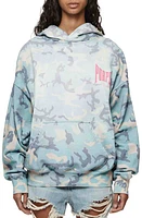 PURPLE BRAND Camo Print Cotton Hoodie Blue Multi at Nordstrom,