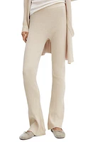 MANGO Rib Flare Leg Pants Beige at Nordstrom,