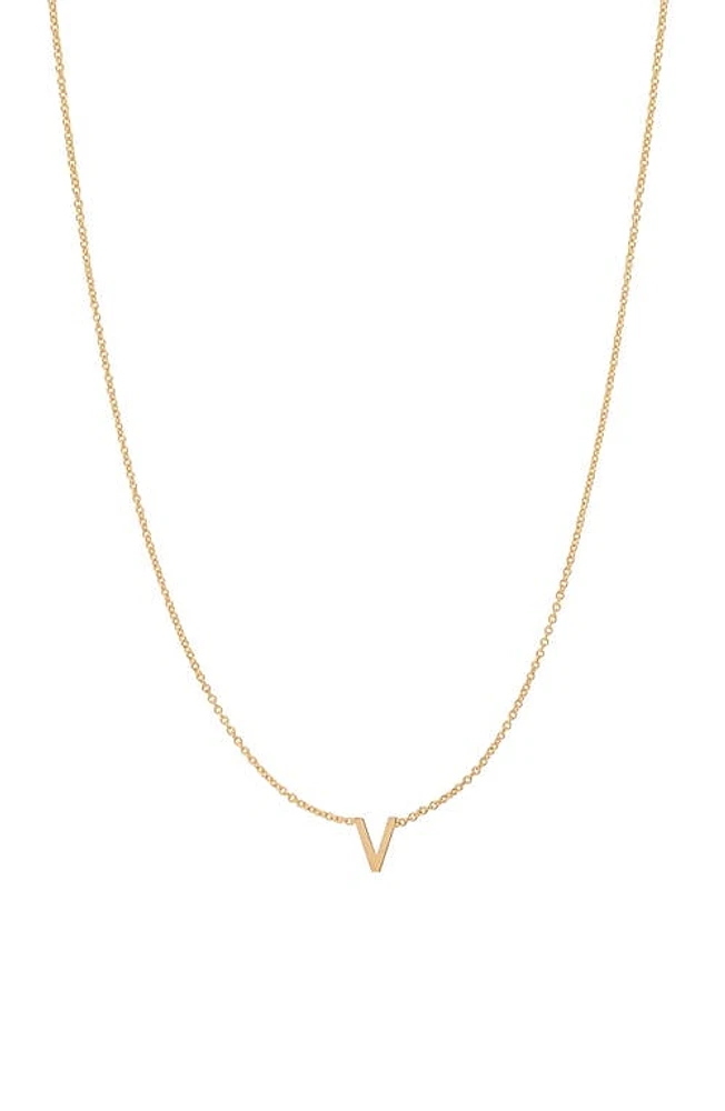 BYCHARI Initial Pendant Necklace in 14K Yellow Gold-V at Nordstrom