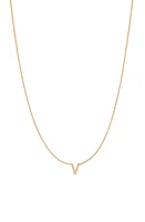 BYCHARI Initial Pendant Necklace in 14K Yellow Gold-V at Nordstrom