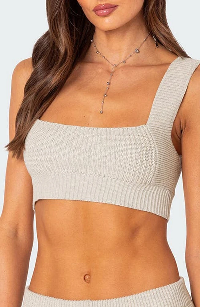 EDIKTED Sunday Knit Crop Top Cream at Nordstrom,