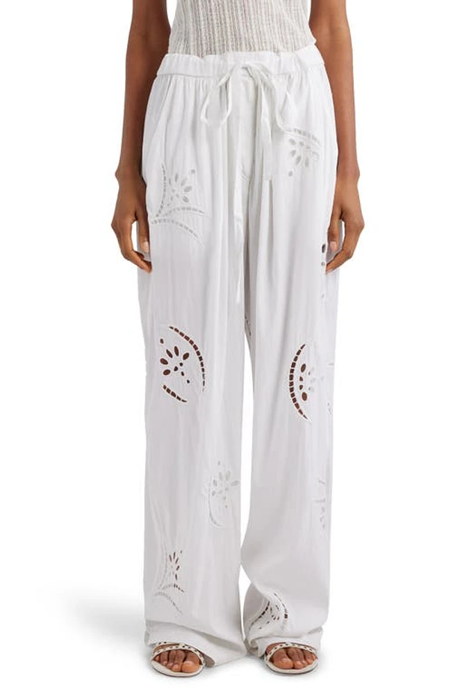 Isabel Marant Hectorina Eyelet Embroidered Relaxed Pants White at Nordstrom, Us