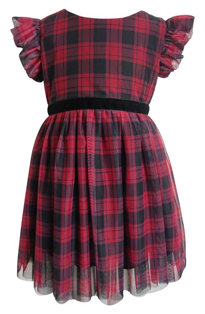 Popatu Kids' Plaid Tulle Dress Burgundy at Nordstrom,