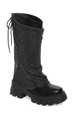 AZALEA WANG Bloomfield Crystal Chainmail Boot in Black at Nordstrom, Size 8