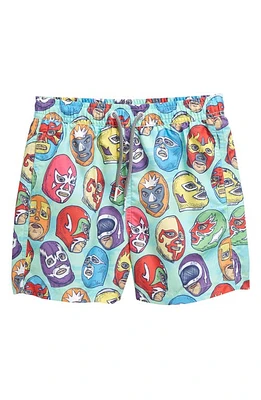 Boardies Kids' Mexican Masks Shortie Swim Trunks Green at Nordstrom,