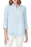 Foxcroft Harley Stripe Linen Button-Up Shirt at Nordstrom,