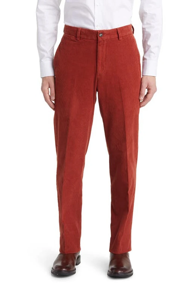 Berle Flat Front Corduroy Dress Pants Rust at Nordstrom,