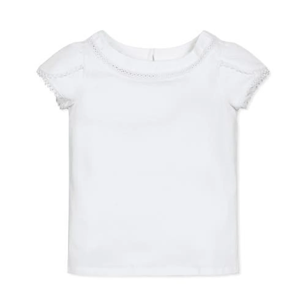 Hope & Henry Girls' Short Sleeve Knit Top with Tulip Sleeves, Infant White Petal at Nordstrom,