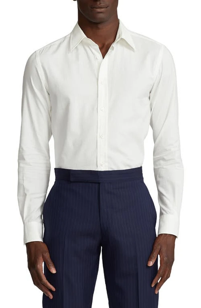 Ralph Lauren Purple Label Aston Cotton Poplin Button-Up Shirt White at Nordstrom,