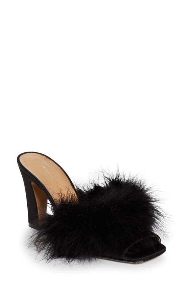 Maison Margiela Feather Peep Toe Slide Sandal in Black at Nordstrom, Size 6Us