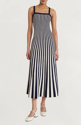 Luxely Stripe Rib Midi Dress Navy/Ivory at Nordstrom,