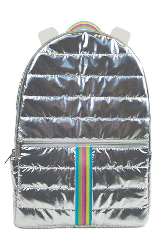 Iscream Kids' Silver Rainbow Puffy Quilted Backpack in Silver Multi at Nordstrom