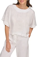 DKNY Drop Shoulder Boxy Linen Top at Nordstrom,