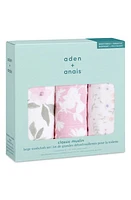 aden + anais 3-Pack Assorted Cotton Muslin Washcloth Set in Ma Fleur Pink at Nordstrom