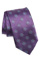 Canali Floral Medallion Silk Tie in Purple at Nordstrom