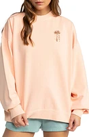 Roxy Line Up Oversized Sweatshirt Peach Nougat at Nordstrom,