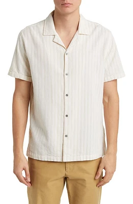 Rails Sinclair Textured Stripe Camp Shirt Bone at Nordstrom,