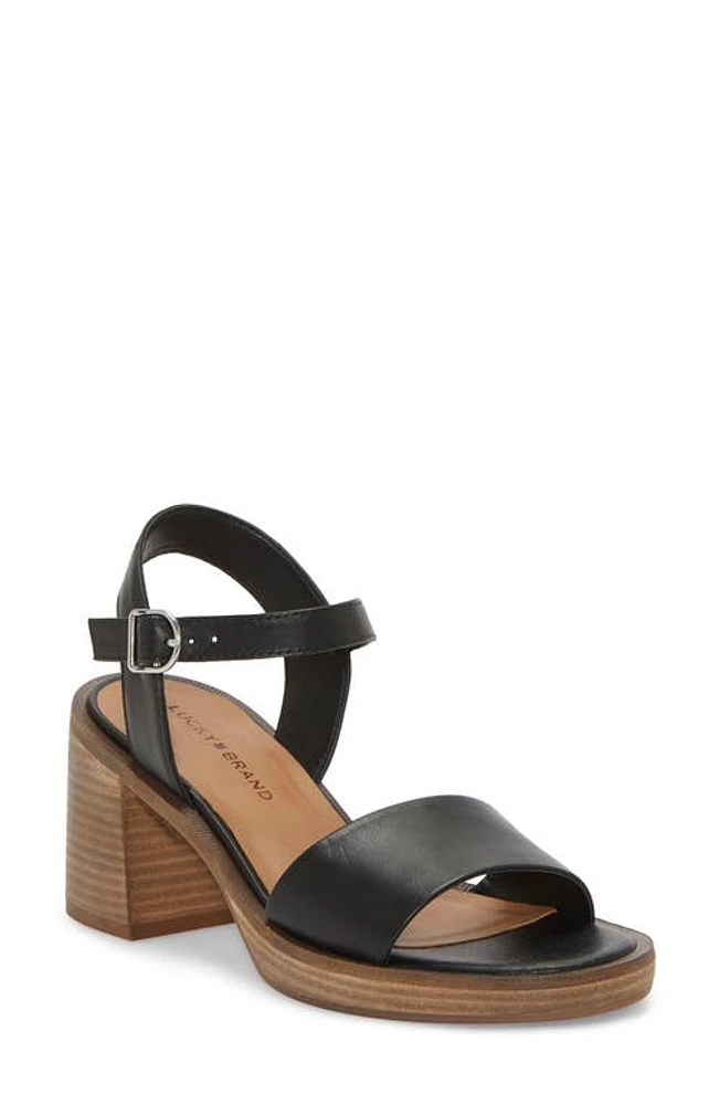 Lucky Brand Garna Ankle Strap Sandal in Black Cowspn at Nordstrom, Size 11