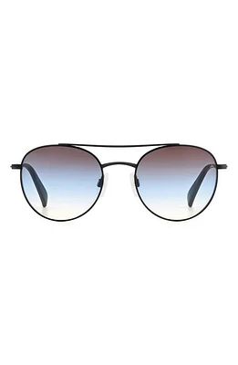 rag & bone 51mm Round Sunglasses in Matte Black/Brown Blue at Nordstrom