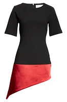 JW Anderson Diagonal Hem Double Crepe Dress Black/Red at Nordstrom,