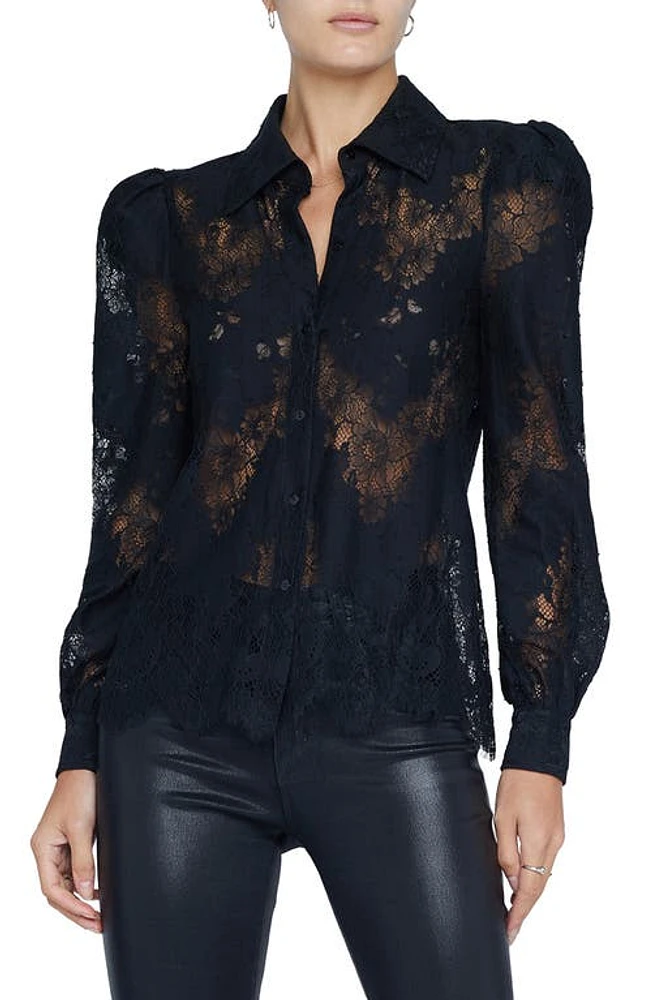 L'AGENCE Jenica Lace Blouse Black at Nordstrom,