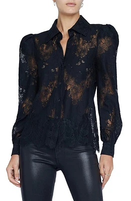 L'AGENCE Jenica Lace Blouse Black at Nordstrom,