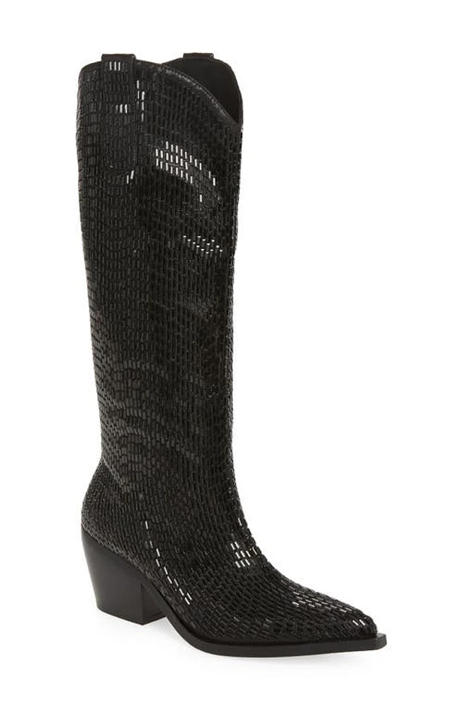 AZALEA WANG Driven Crystal Western Boot Black at Nordstrom,